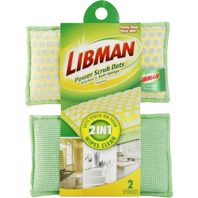 Libman Commercial ليبيمان 00336 إسفنجة تنظيف قوية للمطبخ والحمام 2 قطعة - Image 2